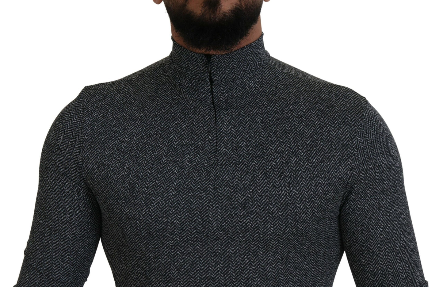 Dolce & Gabbana Dark Gray Nylon Turtleneck Pullover Sweater by Dolce & Gabbana