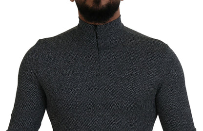 Dolce & Gabbana Dark Gray Nylon Turtleneck Pullover Sweater by Dolce & Gabbana