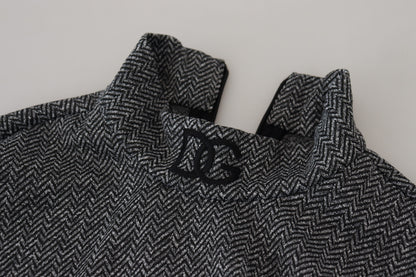 Dolce & Gabbana Dark Gray Nylon Turtleneck Pullover Sweater by Dolce & Gabbana