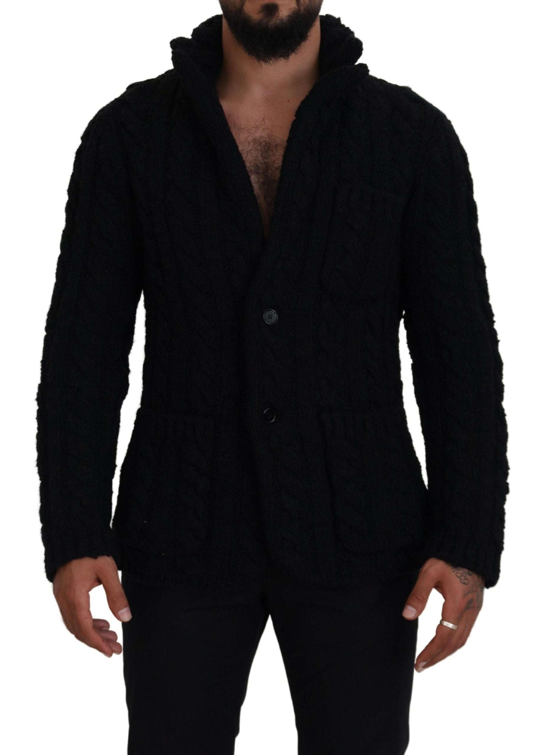 Dolce & Gabbana Black Wool Knit Button Cardigan Sweater by Dolce & Gabbana