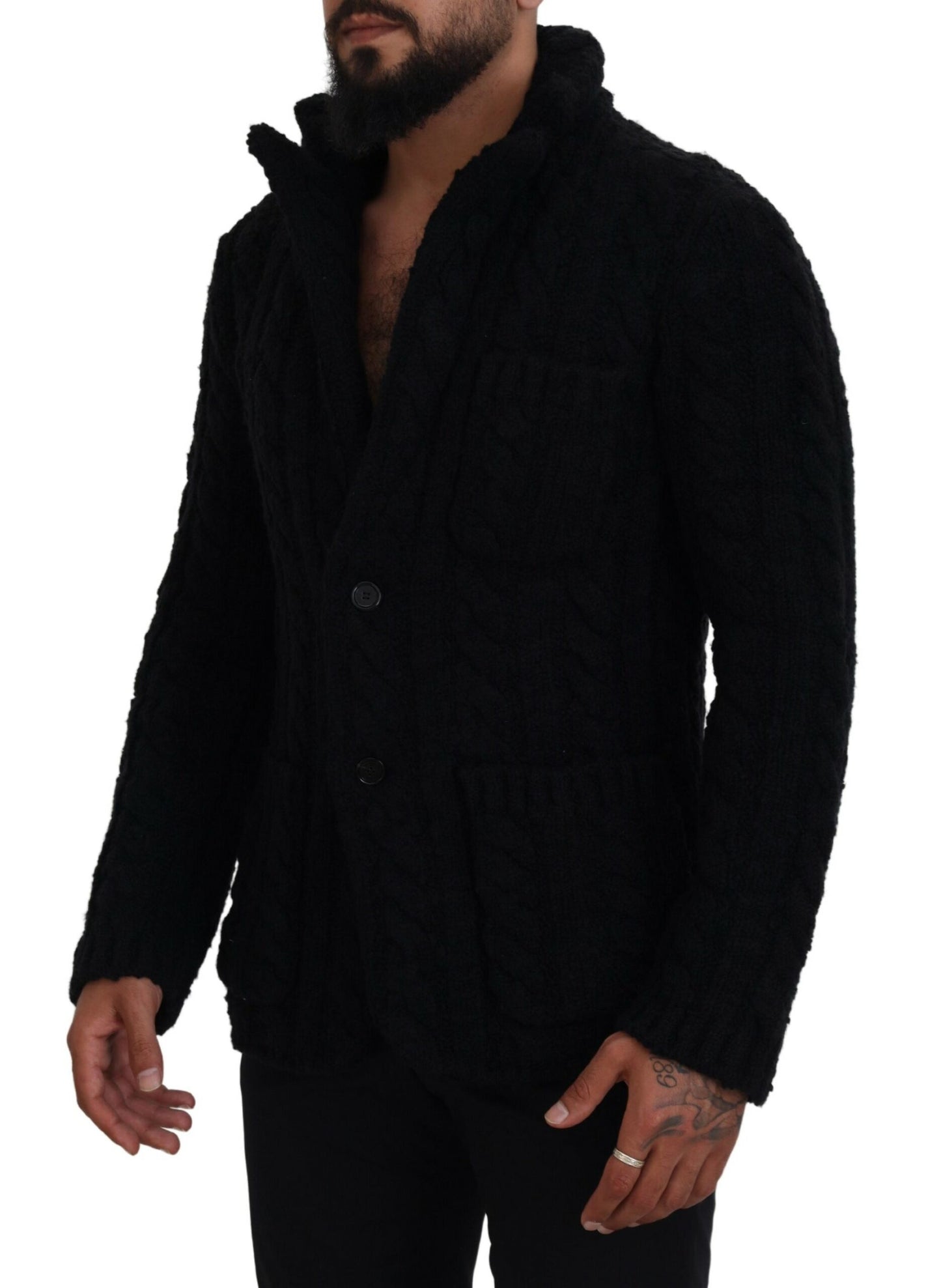 Dolce & Gabbana Black Wool Knit Button Cardigan Sweater by Dolce & Gabbana