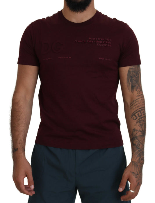 T-shirt décontracté à col rond bordeaux élégant Dolce &amp; Gabbana