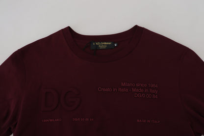 T-shirt décontracté à col rond bordeaux élégant Dolce &amp; Gabbana