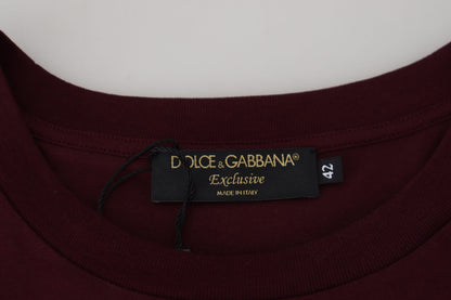 T-shirt décontracté à col rond bordeaux élégant Dolce &amp; Gabbana