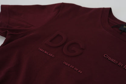 T-shirt décontracté à col rond bordeaux élégant Dolce &amp; Gabbana