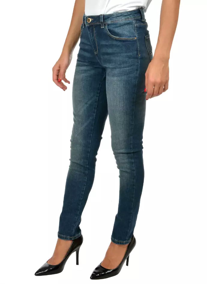 Yes Zee Blue Cotton Women's Skinny Jeans by Yes Zee