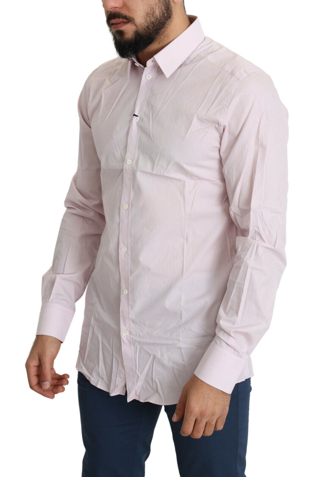 Dolce & Gabbana Light Pink Cotton Formal GOLD Dress Shirt by Dolce & Gabbana