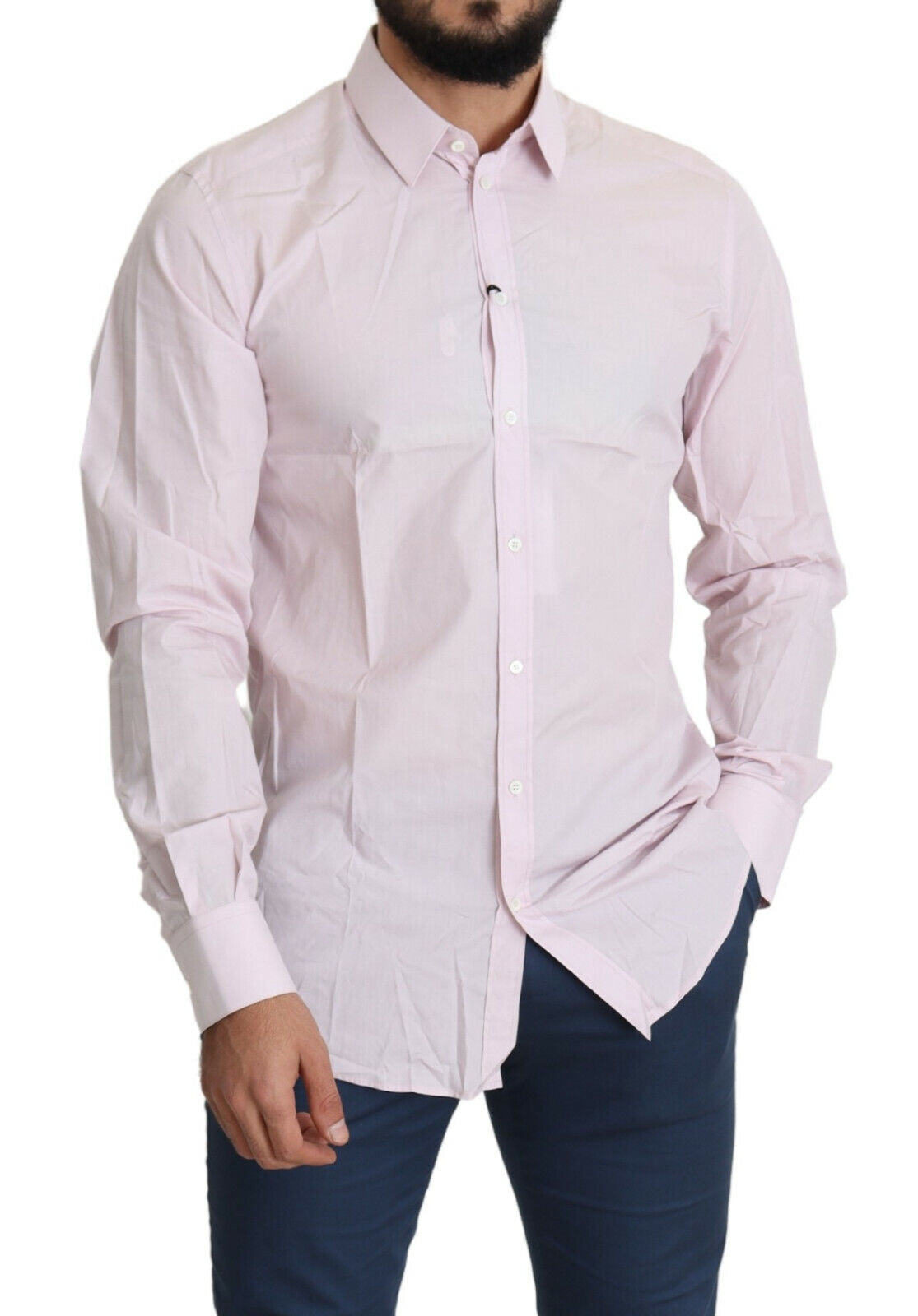 Dolce & Gabbana Light Pink Cotton Formal GOLD Dress Shirt by Dolce & Gabbana