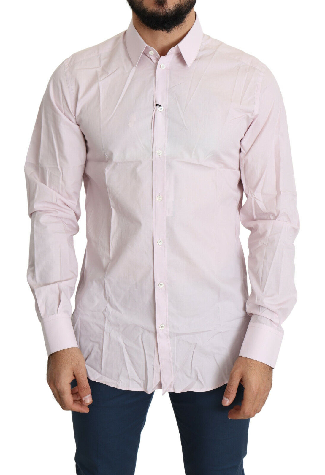 Dolce & Gabbana Light Pink Cotton Formal GOLD Dress Shirt by Dolce & Gabbana