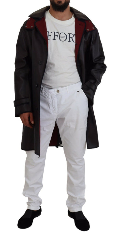 Parka à capuche élégante Dolce &amp; Gabbana en noir et bordeaux