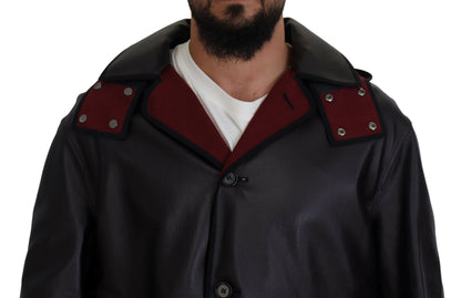 Parka à capuche élégante Dolce &amp; Gabbana en noir et bordeaux