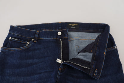 Jean slim élégant en denim bleu foncé Dolce &amp; Gabbana