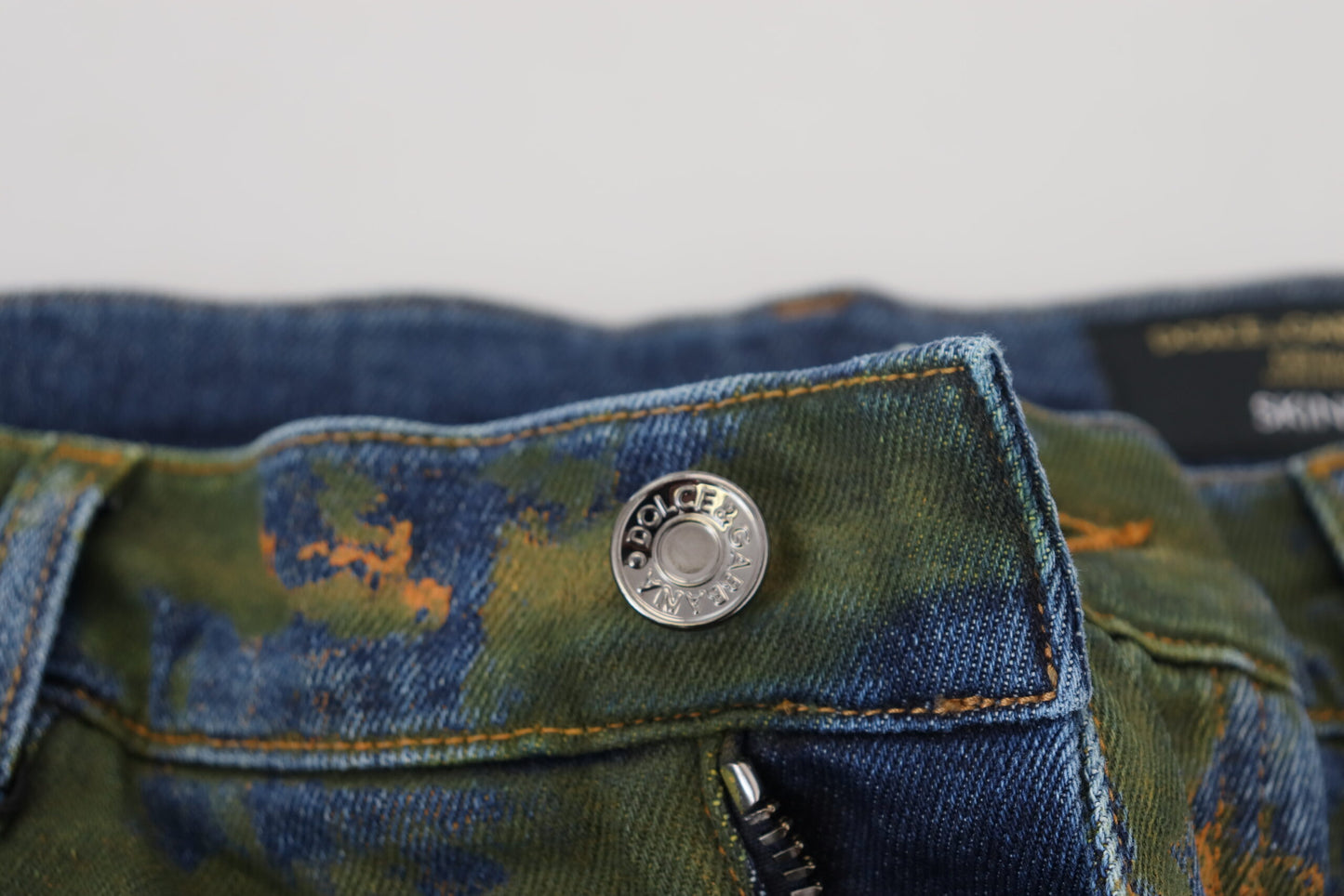 Jean slim chic Dolce &amp; Gabbana en denim délavé vert