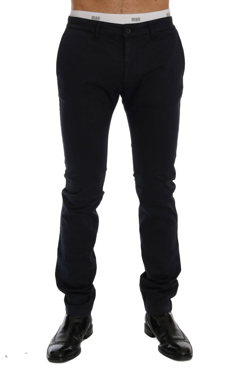 Pantalon slim bleu en coton stretch GF Ferre Chic
