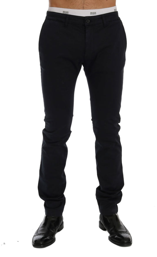 Pantalon slim bleu en coton stretch GF Ferre Chic