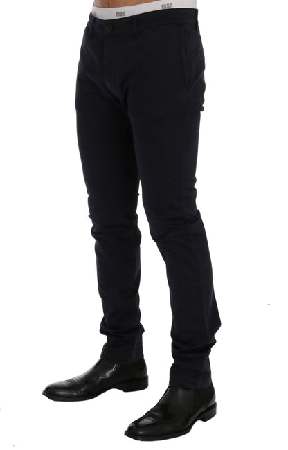 Pantalon slim bleu en coton stretch GF Ferre Chic