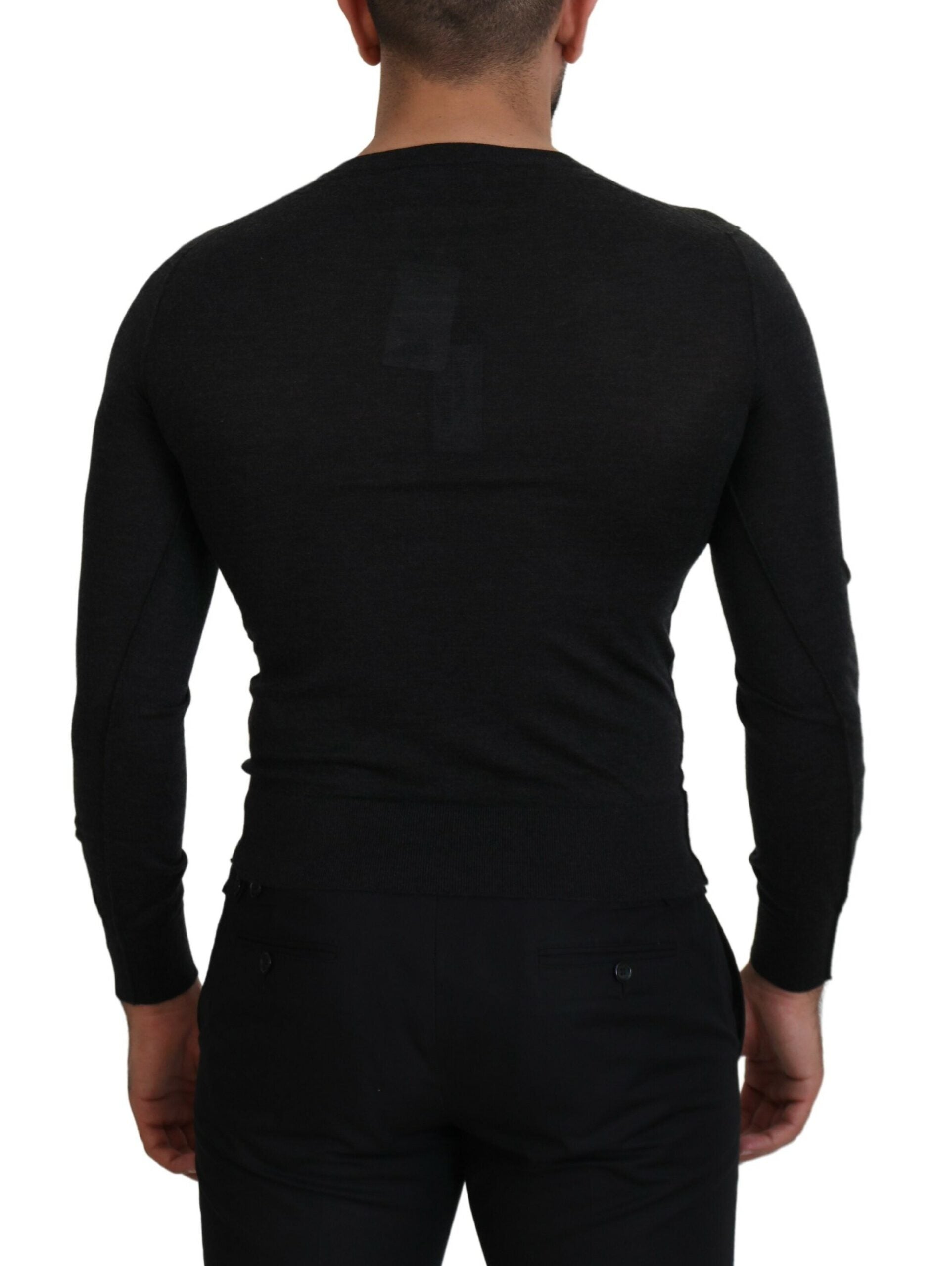 Dolce & Gabbana Gray Cashmere V-neck Gold Heart Sweater by Dolce & Gabbana