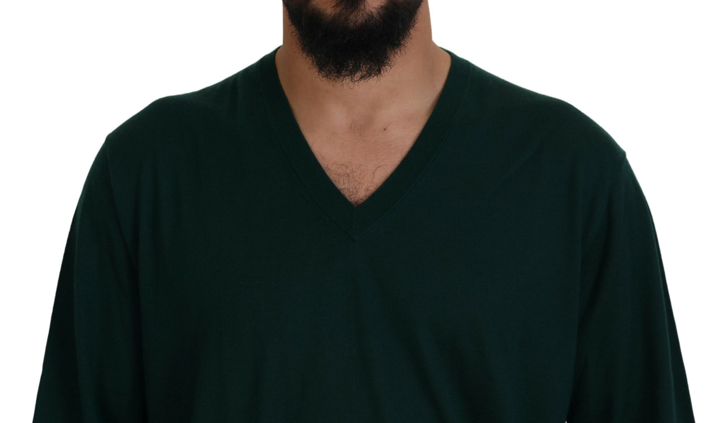 Dolce & Gabbana Green Cashmere V-neck Pullover Sweater by Dolce & Gabbana