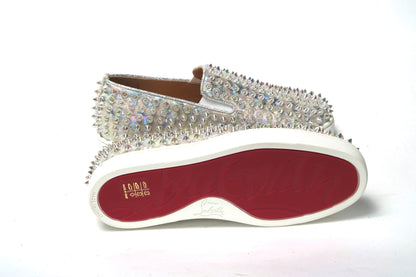 Christian Louboutin White Ab/Clear Ab Roller Boat Woman Flat Sneaker by Christian Louboutin