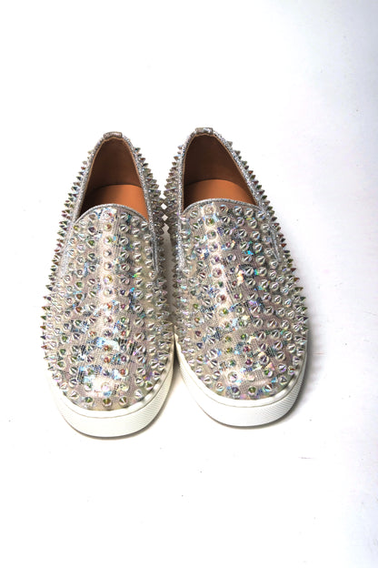 Christian Louboutin White Ab/Clear Ab Roller Boat Woman Flat Sneaker by Christian Louboutin