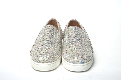 Christian Louboutin White Ab/Clear Ab Roller Boat Woman Flat Sneaker by Christian Louboutin