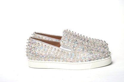 Christian Louboutin White Ab/Clear Ab Roller Boat Woman Flat Sneaker by Christian Louboutin