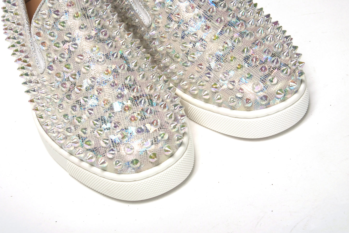Christian Louboutin White Ab/Clear Ab Roller Boat Woman Flat Sneaker by Christian Louboutin