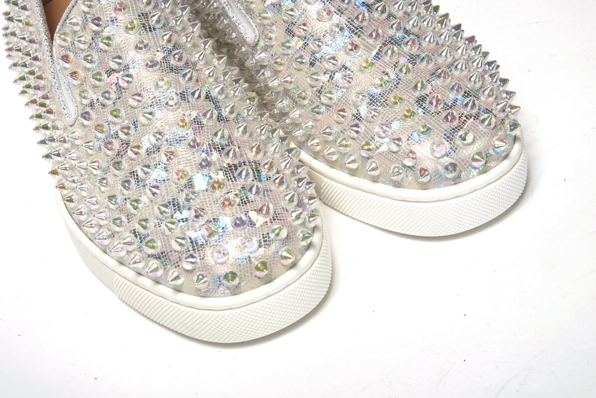 Christian Louboutin White Ab/Clear Ab Roller Boat Woman Flat Sneaker by Christian Louboutin