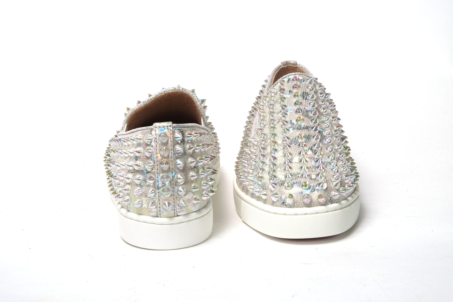 Christian Louboutin White Ab/Clear Ab Roller Boat Woman Flat Sneaker by Christian Louboutin