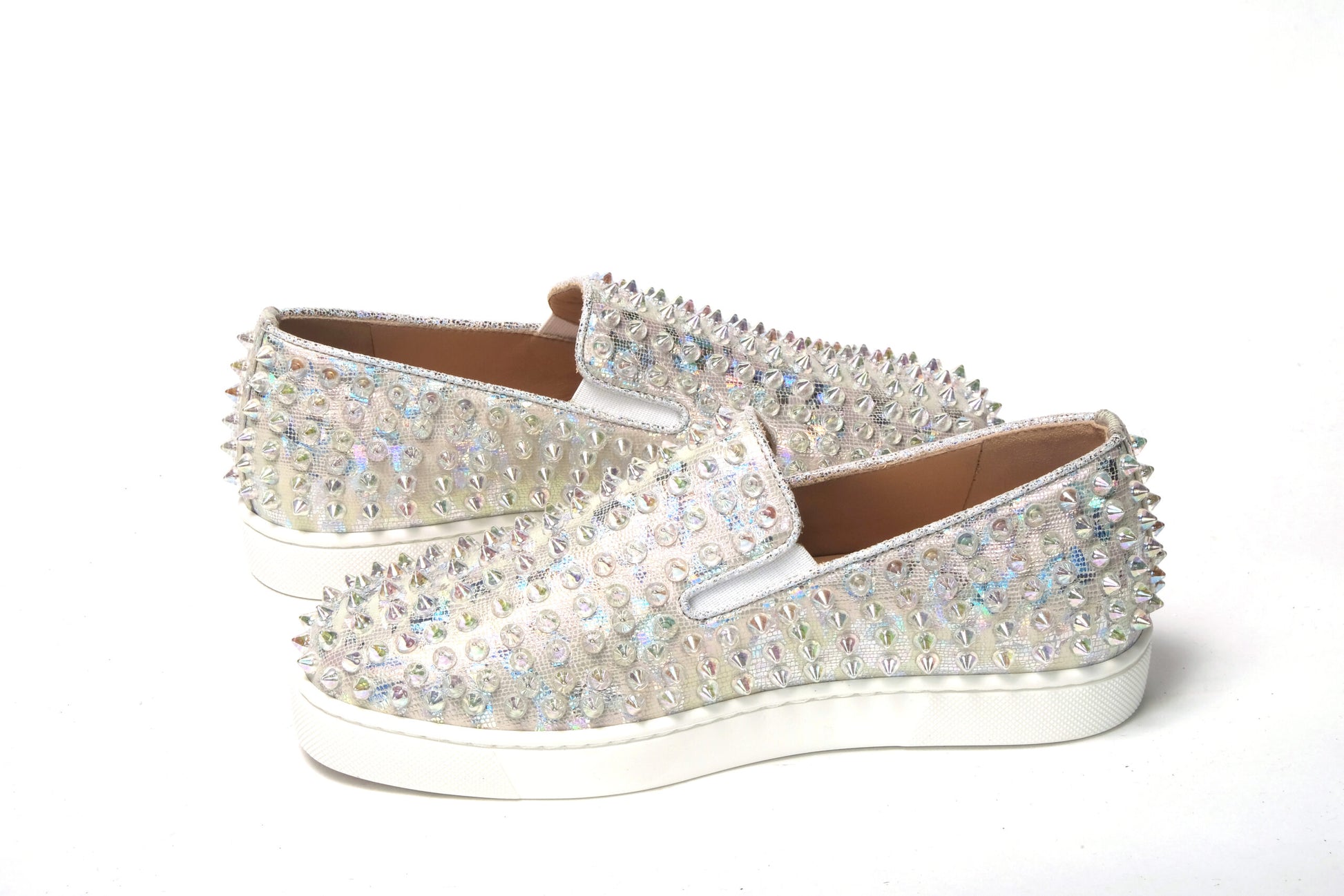 Christian Louboutin White Ab/Clear Ab Roller Boat Woman Flat Sneaker by Christian Louboutin