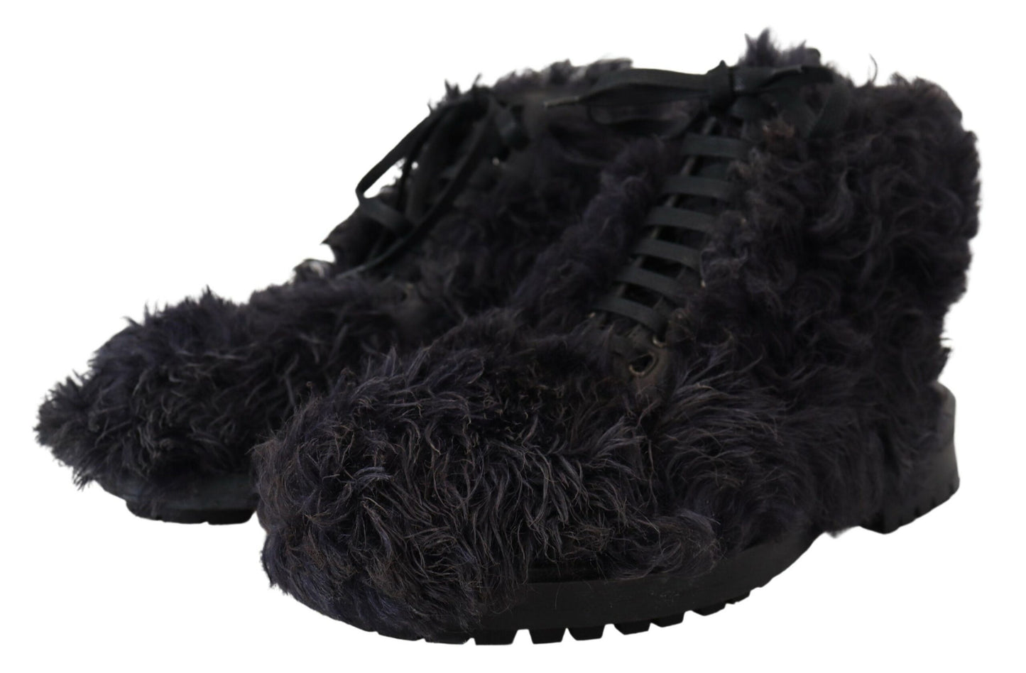 Bottines en peau lainée noire Dolce &amp; Gabbana