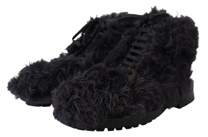 Bottines en peau lainée noire Dolce &amp; Gabbana