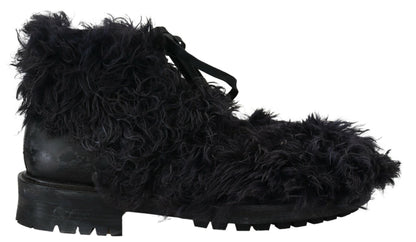Bottines en peau lainée noire Dolce &amp; Gabbana
