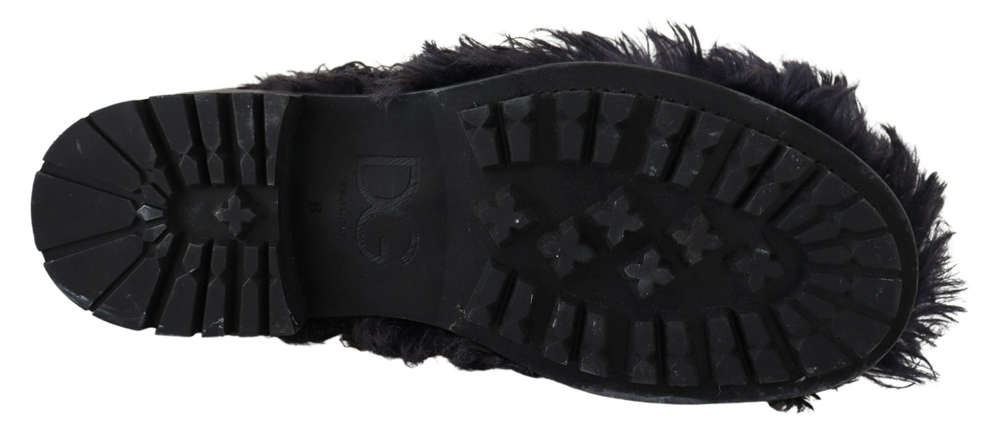 Bottines en peau lainée noire Dolce &amp; Gabbana