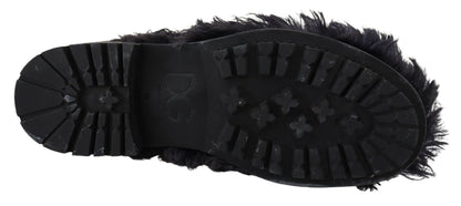 Bottines en peau lainée noire Dolce &amp; Gabbana