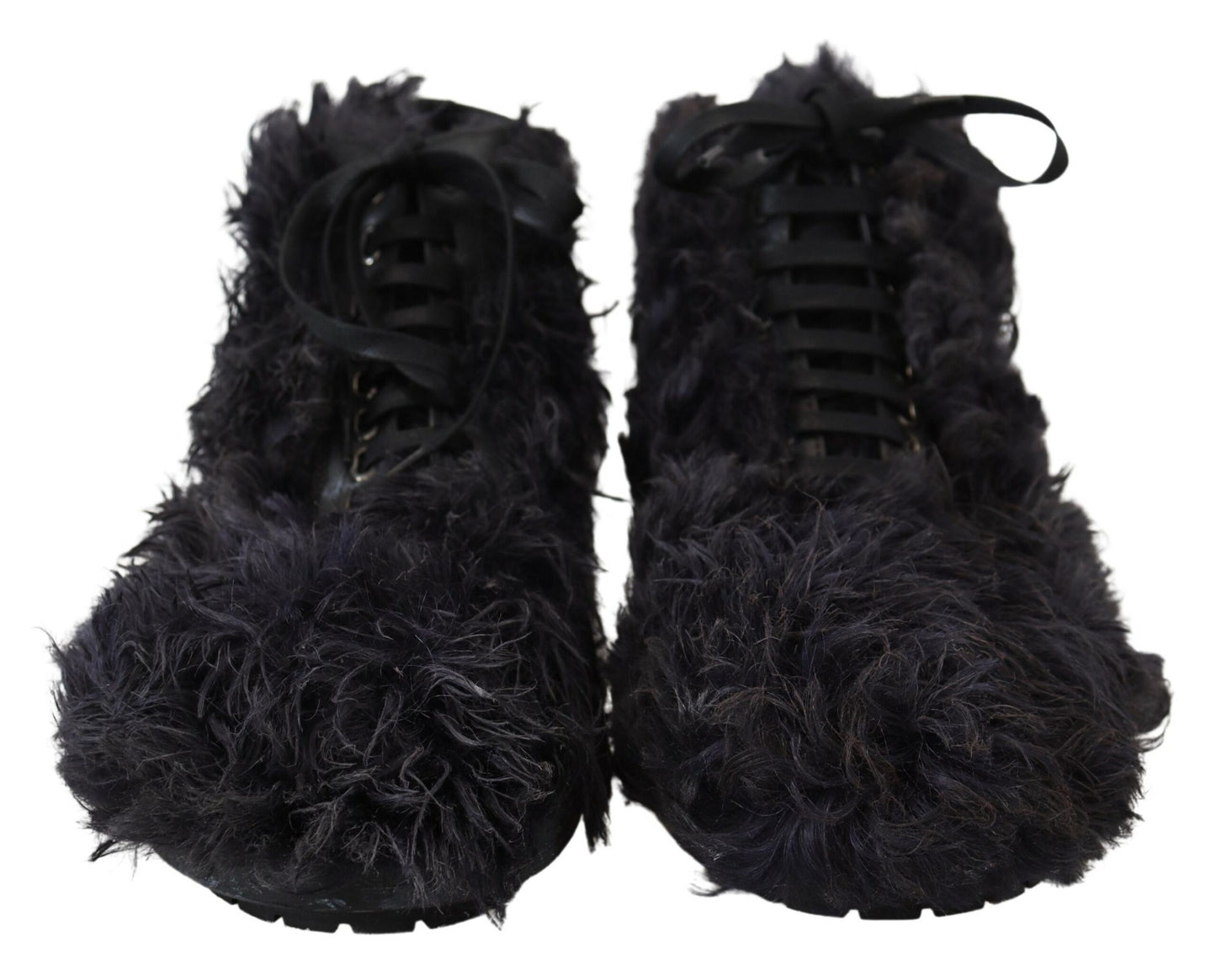 Bottines en peau lainée noire Dolce &amp; Gabbana