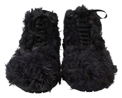 Bottines en peau lainée noire Dolce &amp; Gabbana