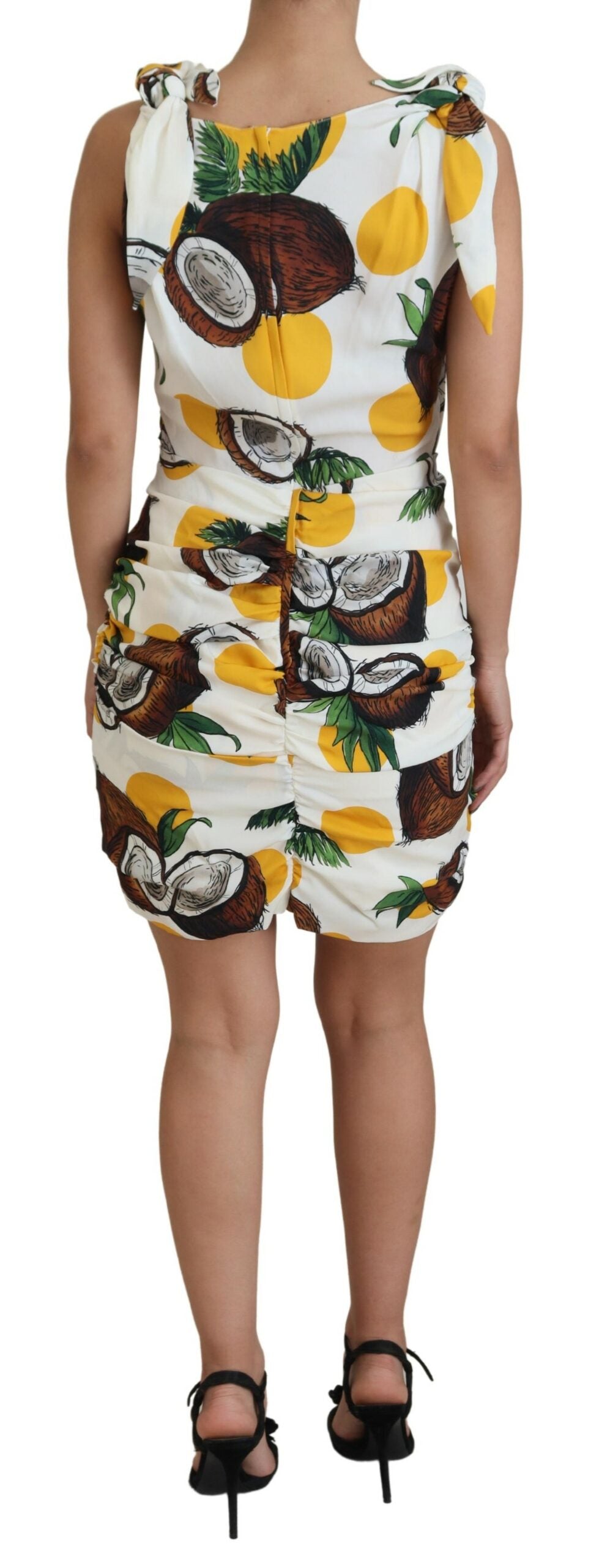 Dolce & Gabbana White Coconut Print Sheath Mini Silk Dress by Dolce & Gabbana