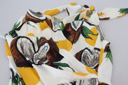 Dolce & Gabbana White Coconut Print Sheath Mini Silk Dress by Dolce & Gabbana