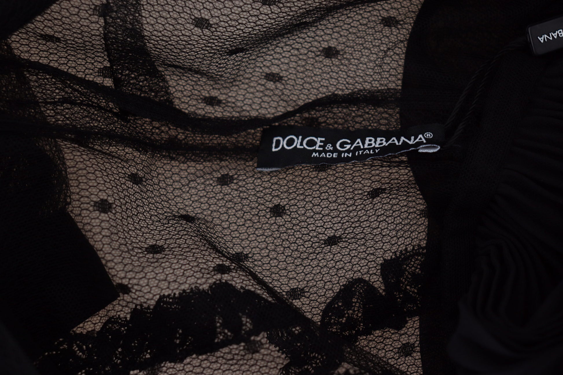 Dolce & Gabbana Black Lace Trim A-line Mini Nylon Dress by Dolce & Gabbana