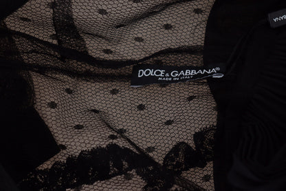 Dolce & Gabbana Black Lace Trim A-line Mini Nylon Dress by Dolce & Gabbana