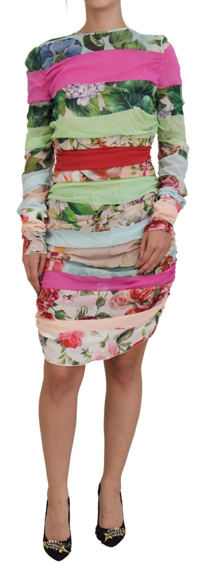 Dolce & Gabbana Multicolor Silk Floral Bodycon Sheath Dress by Dolce & Gabbana