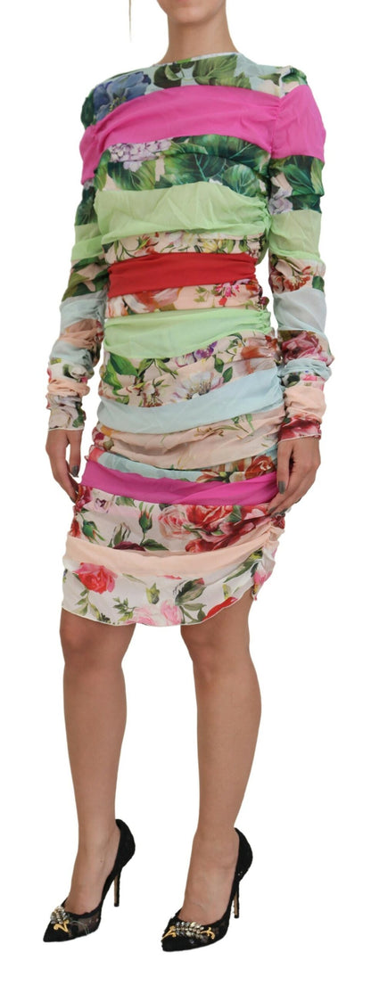 Dolce & Gabbana Multicolor Silk Floral Bodycon Sheath Dress by Dolce & Gabbana