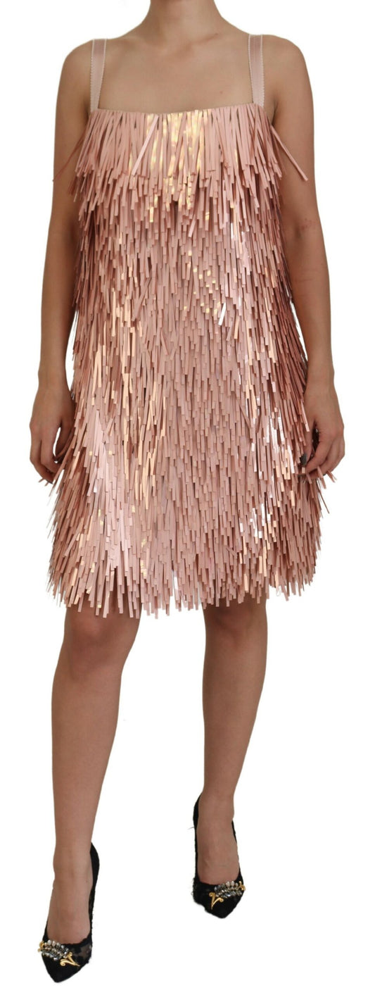 Dolce & Gabbana Pink Tinsel Sleeveless Shift A-line Dress by Dolce & Gabbana