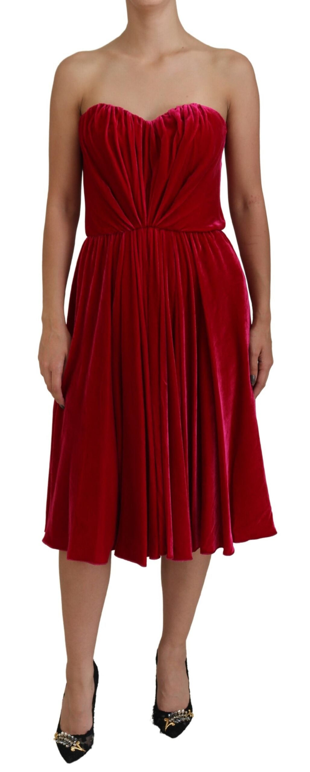 Dolce & Gabbana Pink Viscose Stretch Strapless A-line Dress by Dolce & Gabbana