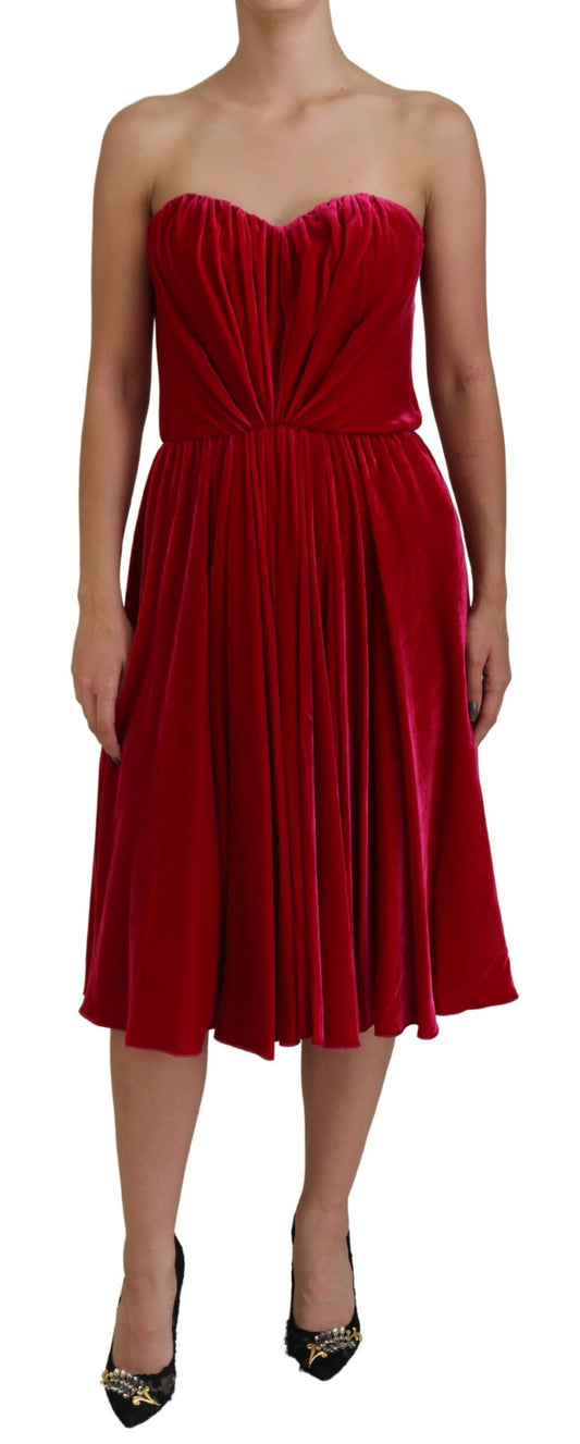 Dolce & Gabbana Pink Viscose Stretch Strapless A-line Dress by Dolce & Gabbana
