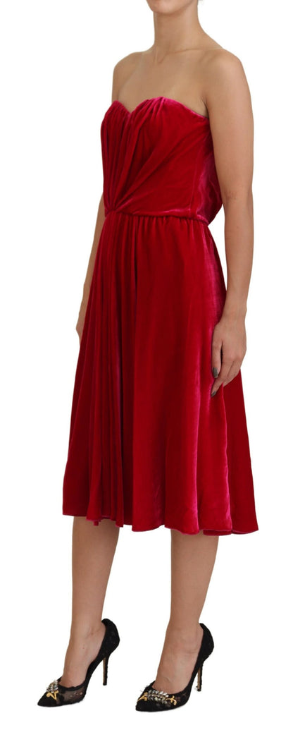 Dolce & Gabbana Pink Viscose Stretch Strapless A-line Dress by Dolce & Gabbana