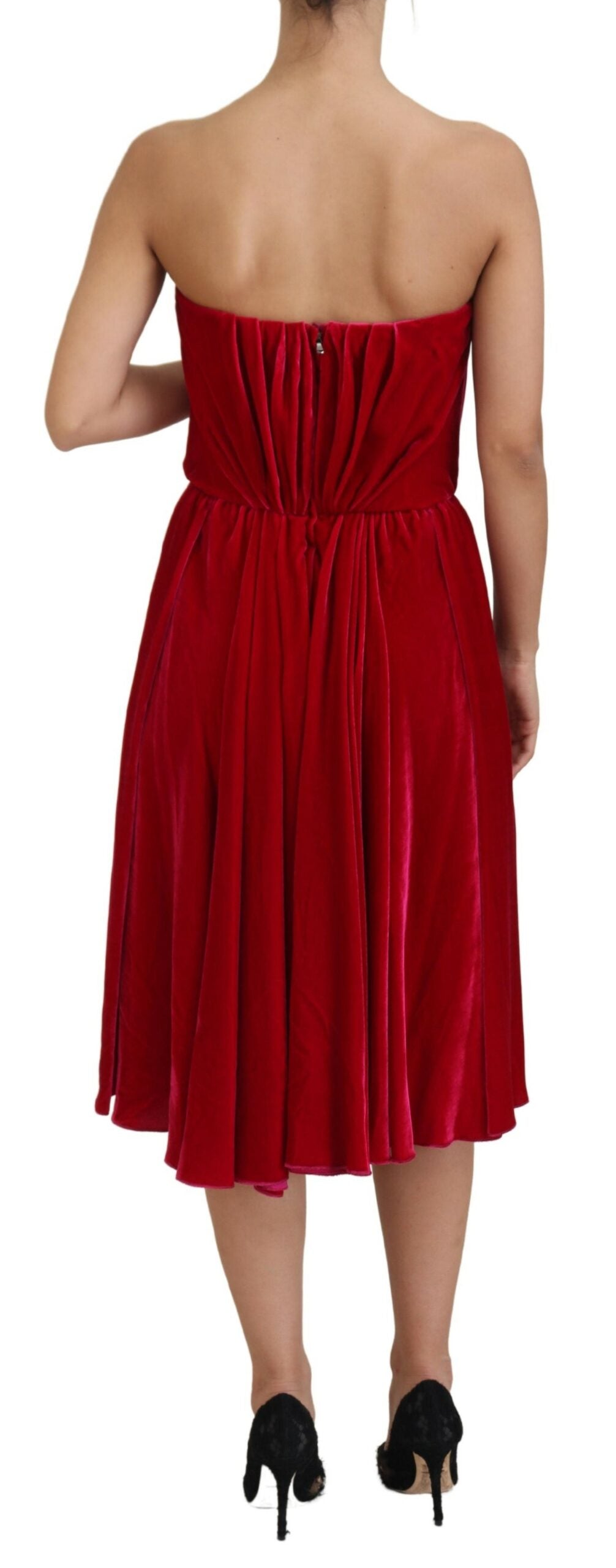 Dolce & Gabbana Pink Viscose Stretch Strapless A-line Dress by Dolce & Gabbana