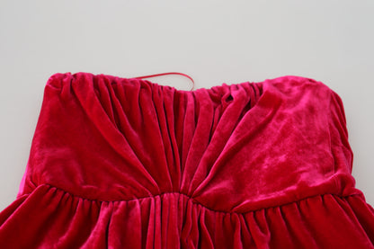 Dolce & Gabbana Pink Viscose Stretch Strapless A-line Dress by Dolce & Gabbana