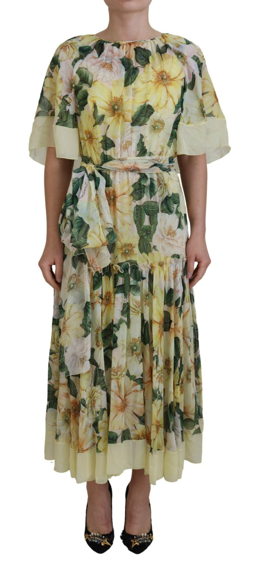 Dolce & Gabbana Multicolor Silk Floral Print Long Maxi Dress by Dolce & Gabbana